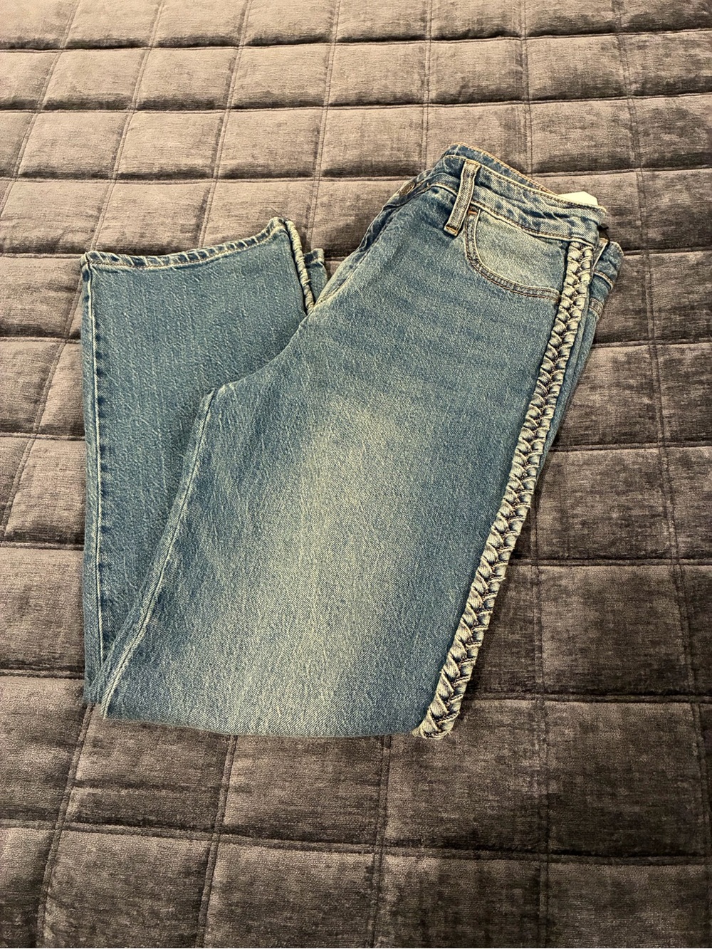 Express Classic Blue Women's Jeans with Side Braid Detail